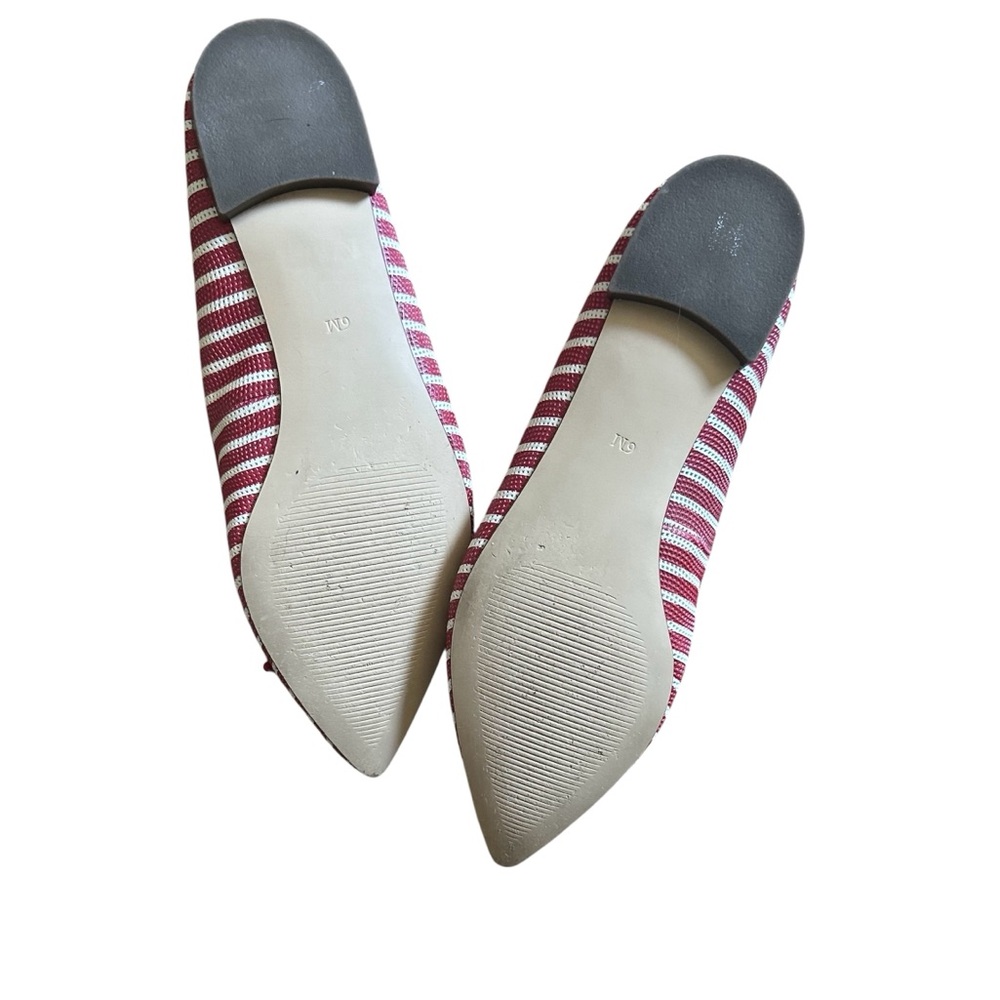 Talbots Red  and White Striped Flats with Bow - Picture 2 of 7